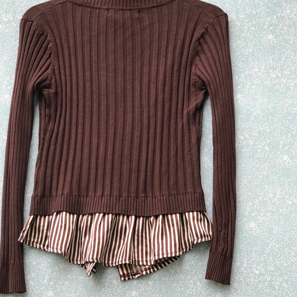 LAYAVI Brown and Beige Combined Long Sleeve Top Size M/L - Picture 10 of 12